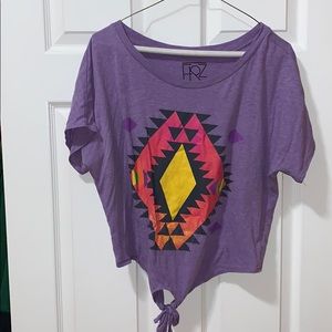 Aztec pattern front tie t-shirt